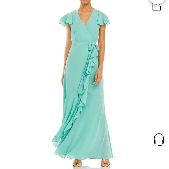 Eliza J Mint Faux-Wrap Ruffled Maxi Dress - Picture 3 of 16